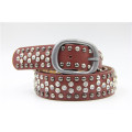 Leather belt factory colorful leather and rhinestone rivet belt